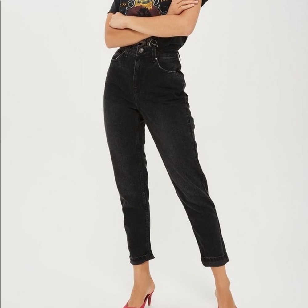 Topshop MOTO Wash Black Mom Jeans Size 30